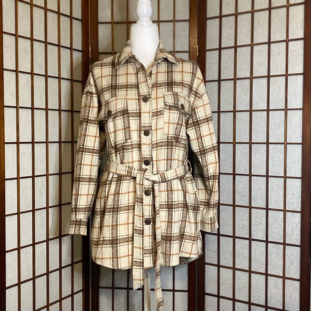 Oat New York Plaid Belted Jacket
